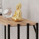 Consolle Nero Marrone Rovere un Ripiano un Vano 90x26x74h cm, Colore Ripiano Marrone - Ravello