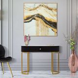 Consolle oro Nero un Ripiano Piano Effetto Marmo con 1 Cassetto 100x43x74h cm, Materiale Struttura in Tessuto - Marsa