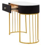 Consolle oro Nero un Ripiano Piano Effetto Marmo con 1 Cassetto 100x43x74h cm, Materiale Struttura in Tessuto - Marsa