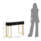 Consolle oro Nero un Ripiano Piano Effetto Marmo con 1 Cassetto 100x43x74h cm, Materiale Struttura in Tessuto - Marsa