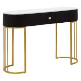 Consolle oro Nero un Ripiano Piano Effetto Marmo con 1 Cassetto 100x43x74h cm, Materiale Struttura in Tessuto - Marsa