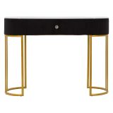 Consolle oro Nero un Ripiano Piano Effetto Marmo con 1 Cassetto 100x43x74h cm, Materiale Struttura in Tessuto - Marsa