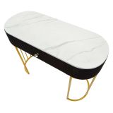 Consolle oro Nero un Ripiano Piano Effetto Marmo con 1 Cassetto 100x43x74h cm, Materiale Struttura in Tessuto - Marsa