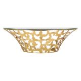 Consolle oro Trasparente un Ripiano Base con Decorazione con Farfalle 120x41x37h cm, Materiale Struttura in Vetro - Azrou