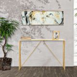 Consolle oro Trasparente un Ripiano Materiale Struttura in Vetro 120x40x80h cm, Colore Ripiano Trasparente - Axum