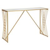 Consolle oro Trasparente un Ripiano Materiale Struttura in Vetro 120x40x80h cm, Colore Ripiano Trasparente - Axum