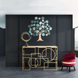 Consolle oro Trasparente un Ripiano Materiale Struttura in Vetro 120x41x81h cm, Colore Ripiano Trasparente - Rankin