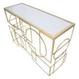 Consolle oro Trasparente un Ripiano Materiale Struttura in Vetro 120x41x81h cm, Colore Ripiano Trasparente - Rankin