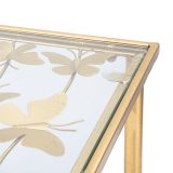 Consolle oro Trasparente un Ripiano Piano con Decorazione con Farfalle 100x35x80h cm, Materiale Struttura in Vetro - Meknes