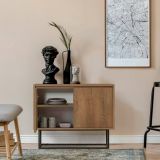 Consolle salotto 90x36x72h cm noce e nero - Credenza Indiano