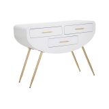 Consolle Spirito, Tavolo multiuso, Mobiletto d'appoggio, Scrivania da corridoio, 110x40 h80 cm, Bianco e Oro