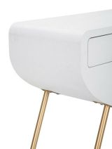 Consolle Spirito, Tavolo multiuso, Mobiletto d'appoggio, Scrivania da corridoio, 110x40 h80 cm, Bianco e Oro