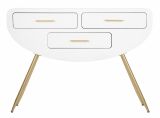 Consolle Spirito, Tavolo multiuso, Mobiletto d'appoggio, Scrivania da corridoio, 110x40 h80 cm, Bianco e Oro