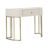 Consolle Tapajos, Tavolo multiuso, Mobiletto d'appoggio, Scrivania da corridoio, 100x40 h75 cm, Bianco e Oro