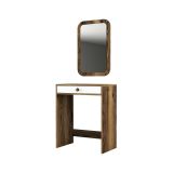 Consolle Ursa, Tavolo allungabile multiuso, Consolle ingresso, Ripiano con allunghe, 70x85h40 cm, Noce e Bianco