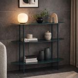 Consolle Verde Ottanio 3 Ripiani Colore Ripiano Verde 6x31x93h cm, Sfumatura Colore Struttura Ottanio - Gamitimi