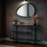 Consolle Verde Ottanio 4 Ripiani Colore Ripiano Verde 10x42x132h cm, Sfumatura Colore Struttura Ottanio - Gamisi