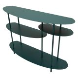 Consolle Verde Ottanio 4 Ripiani Colore Ripiano Verde 10x42x132h cm, Sfumatura Colore Struttura Ottanio - Gamisi