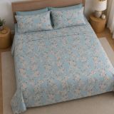 Copripiumino Matrimoniale Azzurro Federa Inclusa 300x250 cm, Percalle 210 Fili in Cotone Pettinato e Mercerizzato - Sabato Luxury