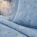Copripiumino Matrimoniale blu Federa Inclusa 260x200 cm, Percalle 170 Fili in Cotone Pettinato e Mercerizzato - Ronibase Luxury