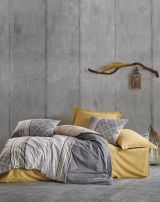 Copripiumino matrimoniale Brattleboro, 240x220 cm, Grigio e Ocra