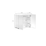 Credenza Abeba, Buffet da soggiorno, Madia da salotto, Dispensa da cucina, Made in Italy, 90x38h79 cm, Bianco lucido
