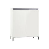 Credenza Abuja, Buffet da soggiorno, Madia da salotto, Dispensa da cucina, Made in Italy, 100x40h110 cm, Bianco lucido e Antracite