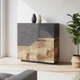Credenza acero e ardesia 100x43x106h cm 2 ante - Arbal