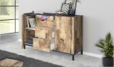 Credenza acero e ardesia 120x40x80h cm 2 ante e 3 cassetti - Jessie