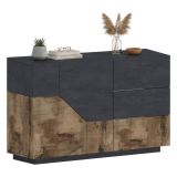 Credenza acero e ardesia 141x43x86h cm 2 ante e 3 cassetti - All