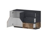 Credenza acero e ardesia 141x43x86h cm 2 ante e 3 cassetti - All