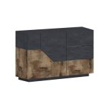 Credenza acero e ardesia 141x43x86h cm 2 ante e 3 cassetti - All