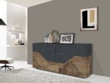 Credenza acero e ardesia 200x43x86h cm 4 ante - Ania
