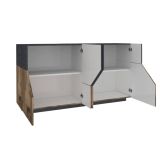 Credenza acero e ardesia 200x43x86h cm 4 ante - Ania