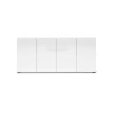 Credenza Addis, Buffet da soggiorno, Madia da salotto, Dispensa da cucina, Made in Italy, 180x38h79 cm, Bianco lucido