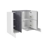 Credenza Age, cm 130x45h100, Bianco lucido e Ardesia
