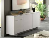 Credenza Agrifoglio, Madia da salotto, Buffet da soggiorno a 3 ante e 1 cassetto, 100% Made in Italy, 170x42h78 cm, Bianco