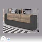 Credenza Akirum, cm 220x45h86, Antracite e Acero