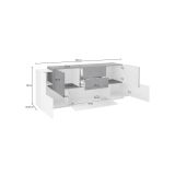 Credenza Akirum, cm 220x45h86, Bianco lucido e Ardesia