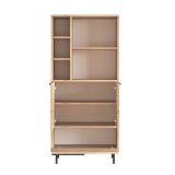 Credenza Alderamin, Buffet da soggiorno, Madia da salotto, Dispensa da cucina, 75x36 h162 cm, Noce e Quercia