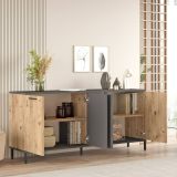 Credenza Alfrick, Buffet da soggiorno, Madia da salotto, Dispensa da cucina, 160x40 h72 cm, Quercia e Antracite