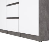 Credenza Alix, Buffet da soggiorno, Madia da salotto, Dispensa da cucina, 50x121 h91 cm, Cemento e Bianco