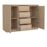 Credenza Alix, Buffet da soggiorno, Madia da salotto, Dispensa da cucina, 50x121 h91 cm, Rovere