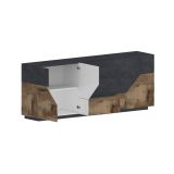 Credenza Almira, cm 220x43h86, Ardesia e Acero