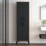 Credenza Alphard, Buffet da soggiorno, Madia da salotto, Dispensa moderna da cucina, 60x35h200 cm, Noce e Antracite