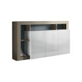 Credenza Alserio, Buffet da soggiorno, Madia da salotto, Dispensa da cucina, Made in Italy, 146x42 h93 cm, Bianco