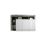 Credenza Alserio, Buffet da soggiorno, Madia da salotto, Dispensa da cucina, Made in Italy, 146x42 h93 cm, Bianco