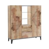 Credenza alta acero e ardesia 120x40x132h cm 2 ante e 2 cassetti - Scirocco