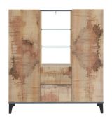 Credenza alta acero e ardesia 120x40x132h cm 2 ante e 2 cassetti - Scirocco
