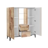 Credenza alta acero e ardesia 120x40x132h cm 2 ante e 2 cassetti - Scirocco